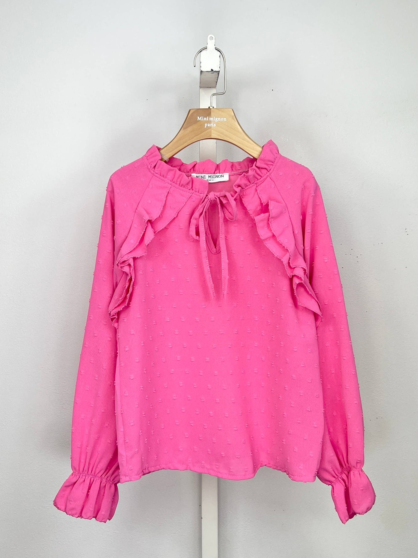 Girls' long sleeve plumetis chiffon top