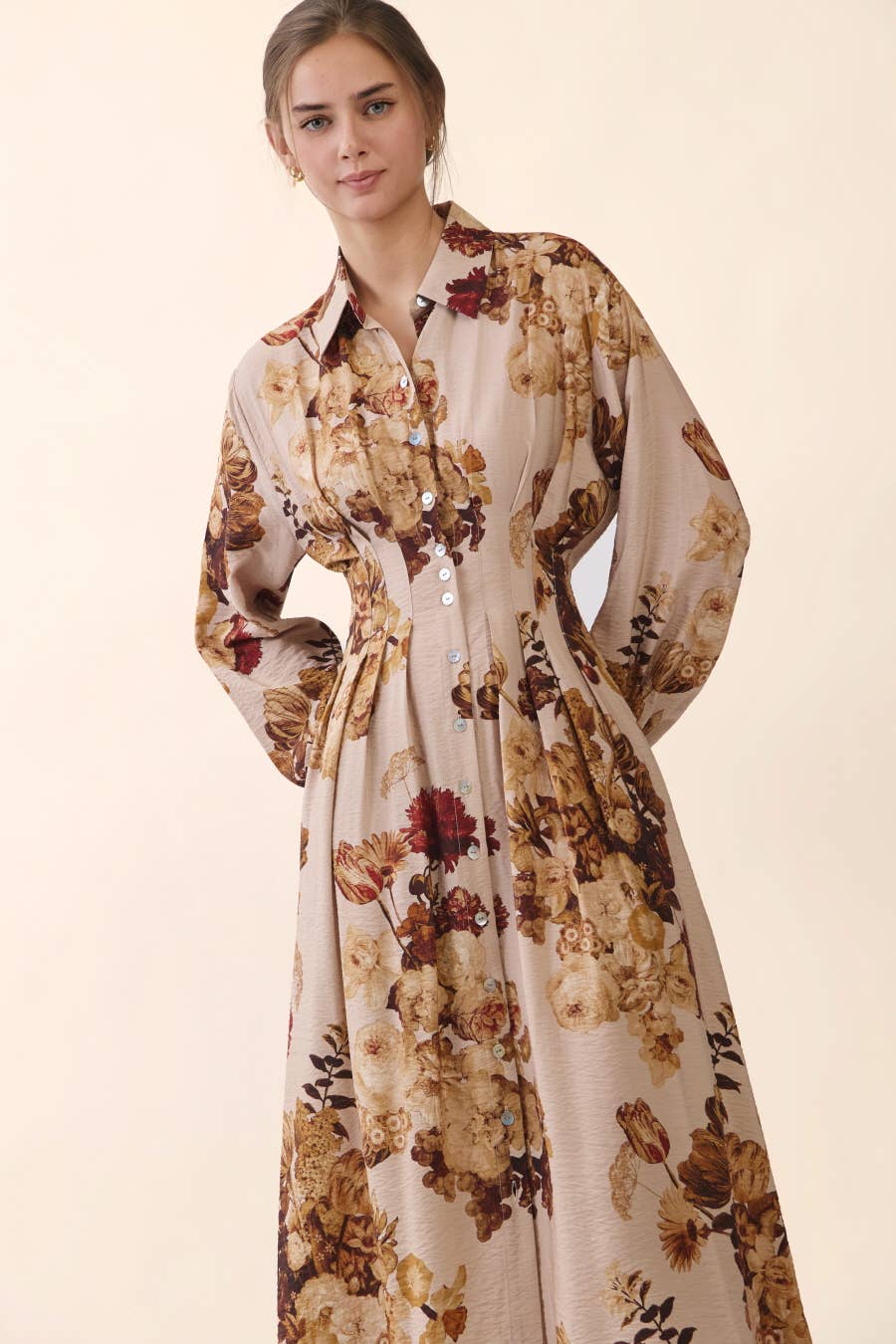 Plus Floral Print Midi Dress