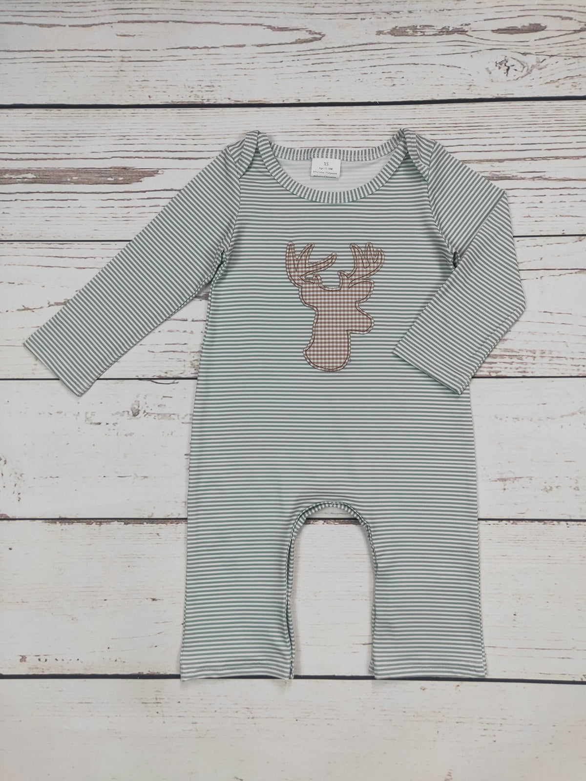 Boy Stripe Romper With Deer Print