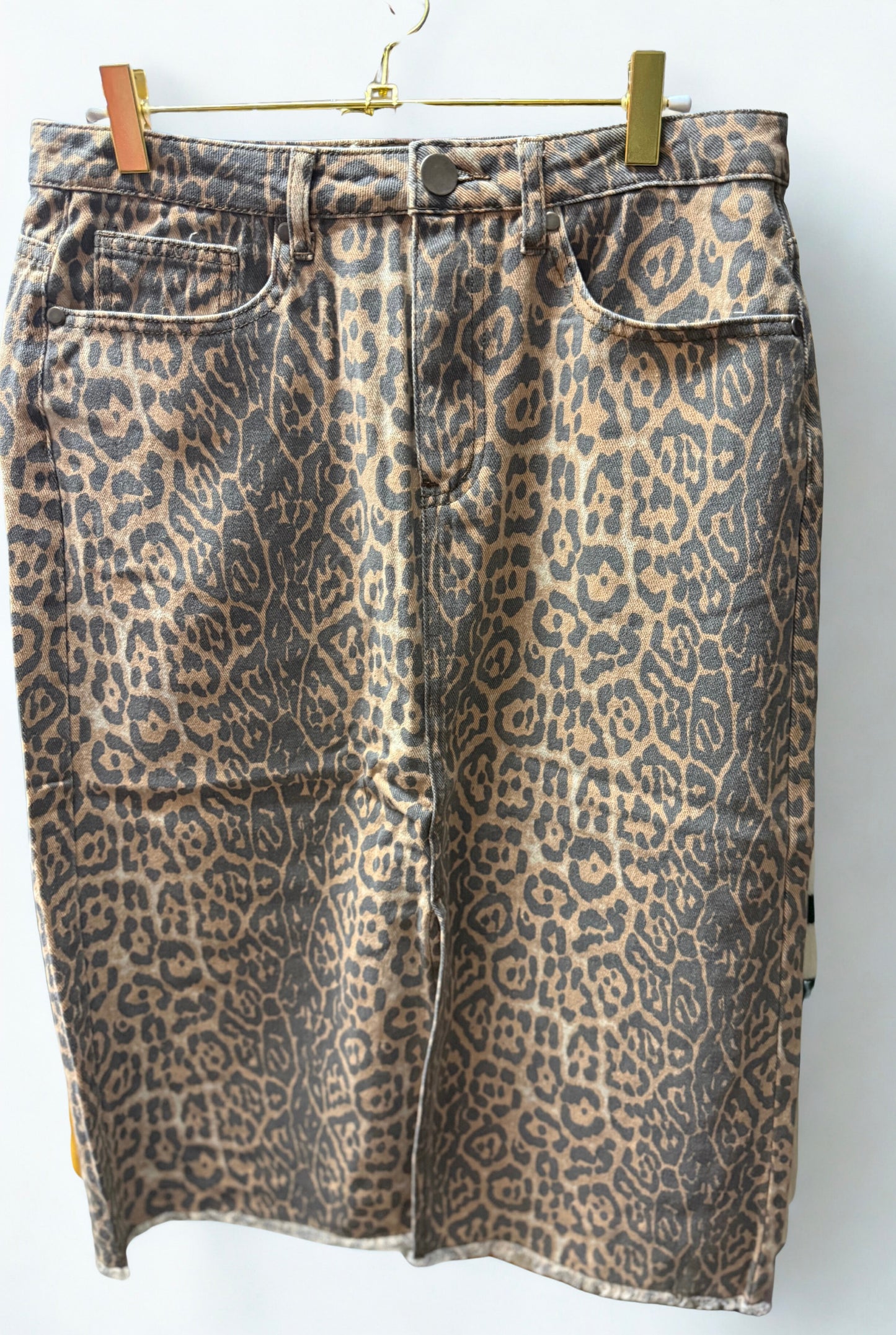 Leopard Denim Skirt