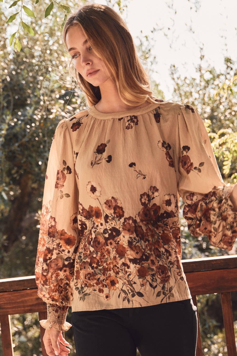 Floral Border Printed Blouse