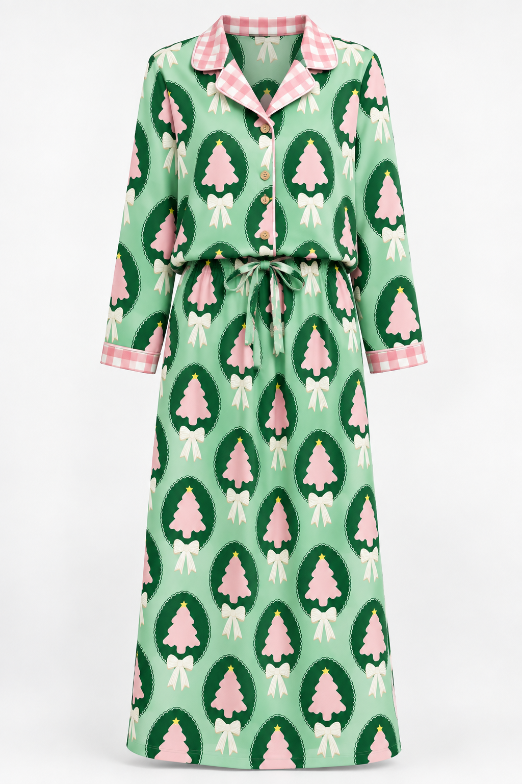 PREORDER Ladies Button Front Sleep Set 31in Christmas