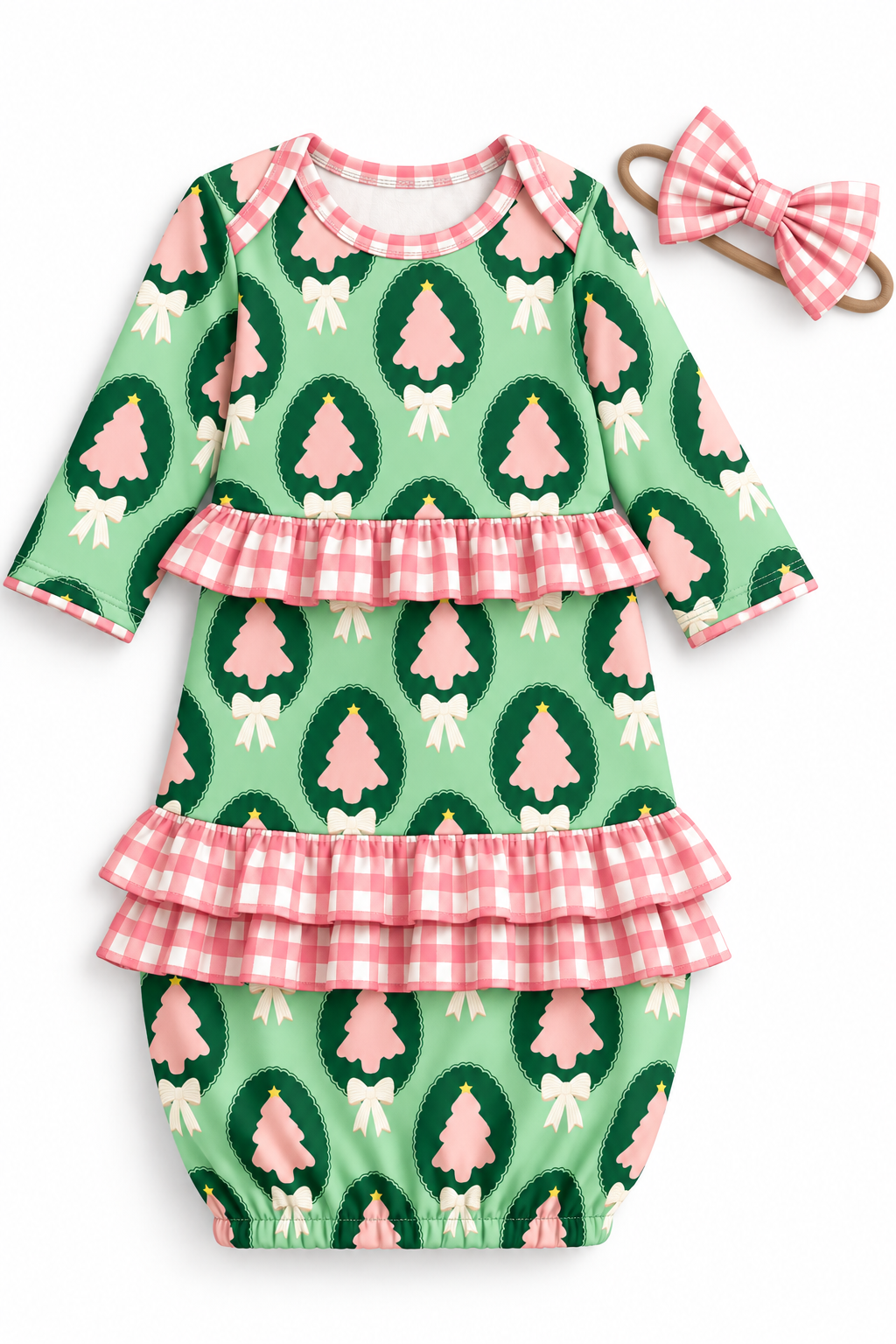 Infant Christmas Gown/Bow Set