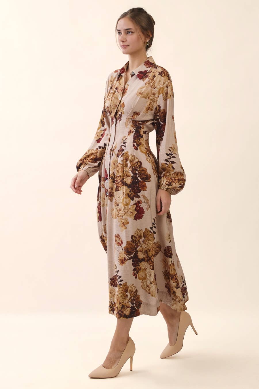 Plus Floral Print Midi Dress