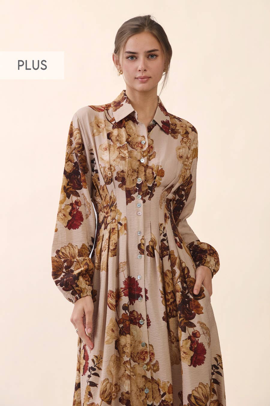 Plus Floral Print Midi Dress