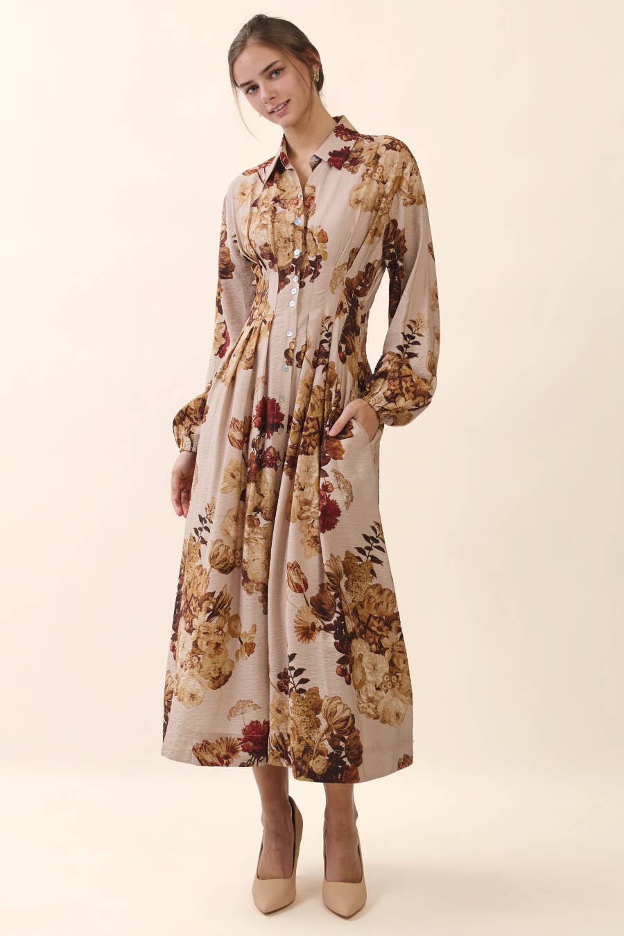 Plus Floral Print Midi Dress