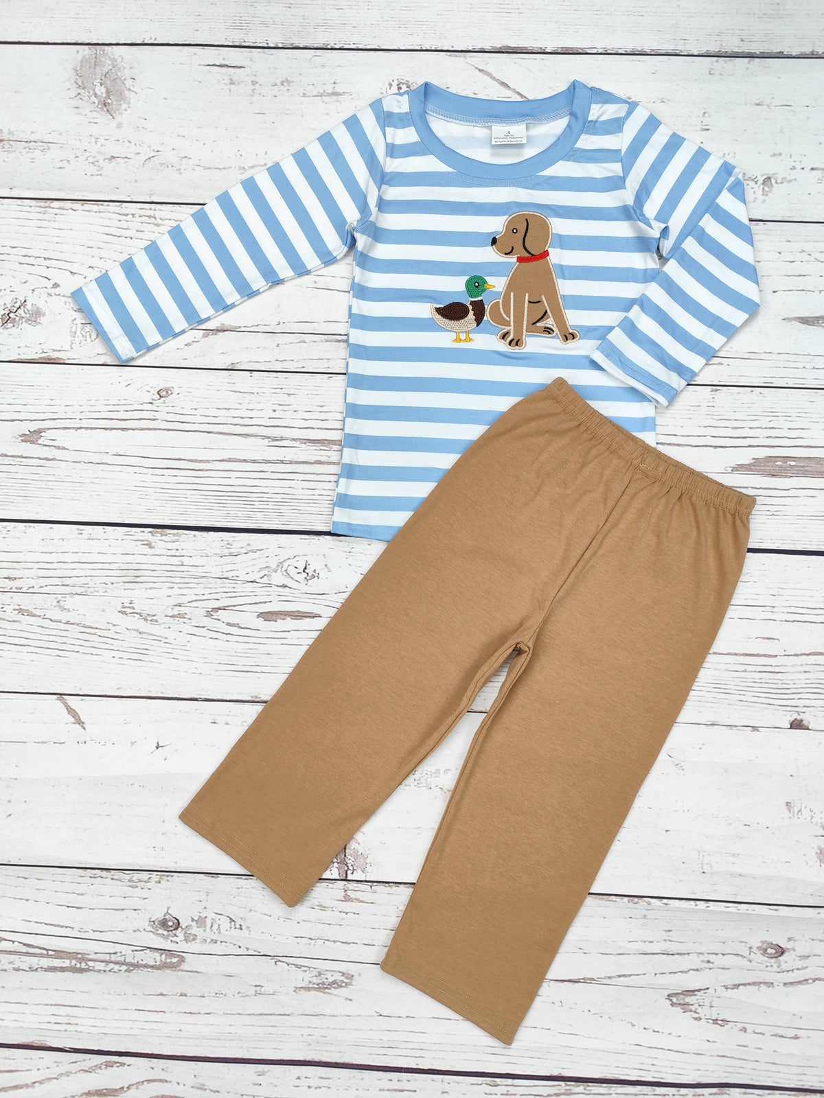 Boys Duck Dog Appliqué Hunting Pants Set