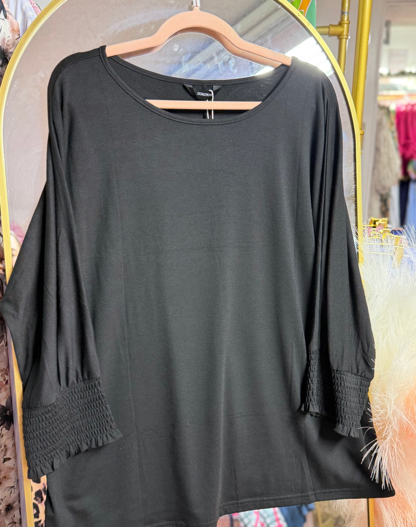 3/4 Sleeve Smocked Sleeve Top