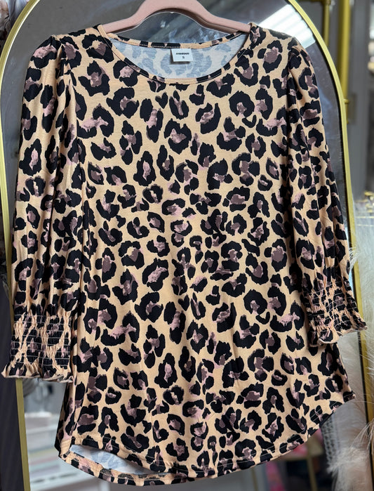 3/4 Sleeve Smocked Sleeve Top