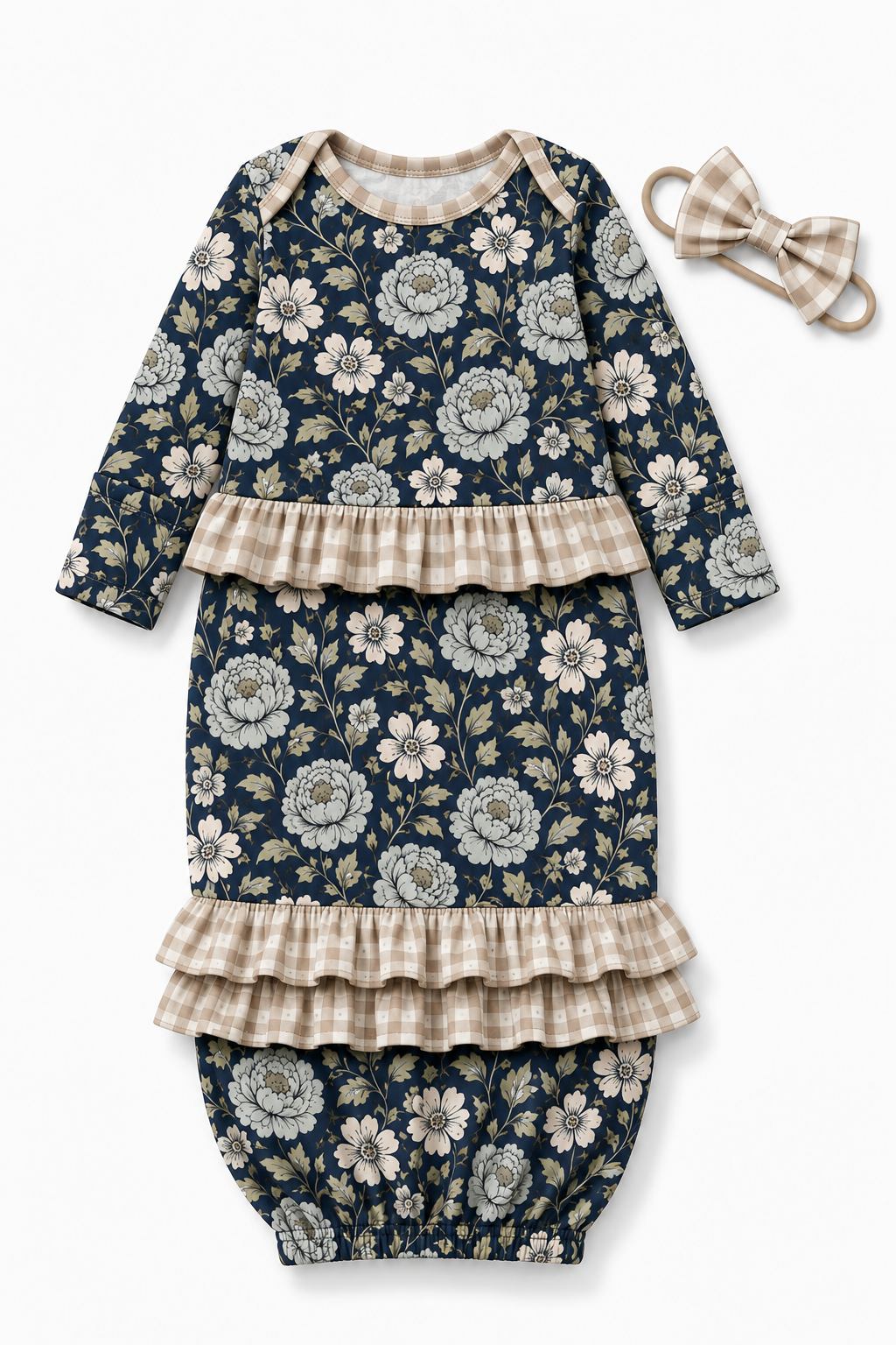 PREORDER Newborn Nightgown/Hairbow Set