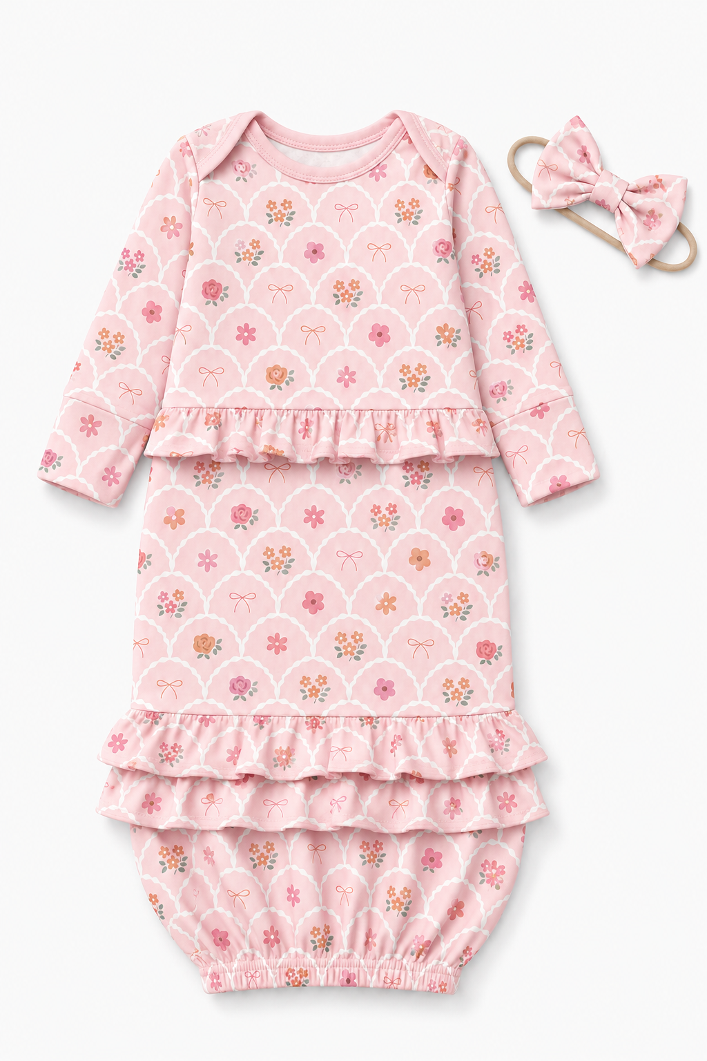 PREORDER Newborn Nightgown/Hairbow Set