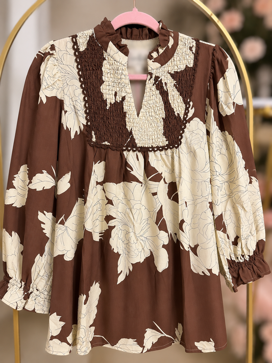 Bloom in Style Top - Brown