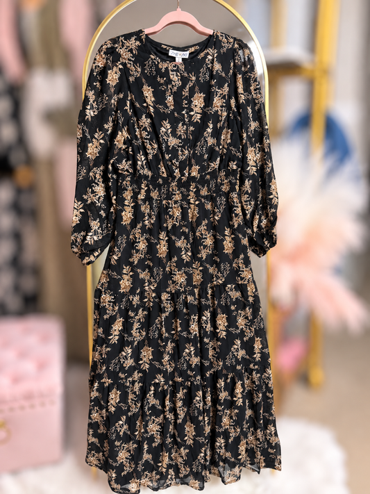 The Chiffon Bouquets Dress in Black