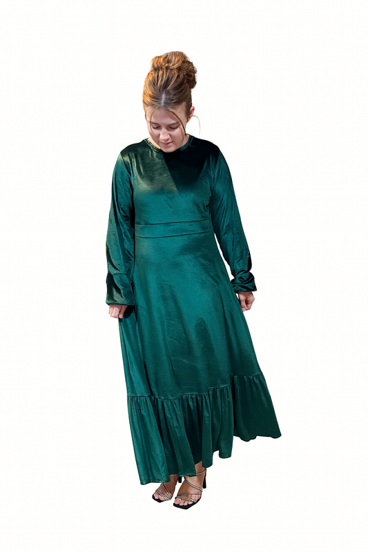 winter dress collection Wool Winter Dress with Belt 3XL / Dark Chocolate
