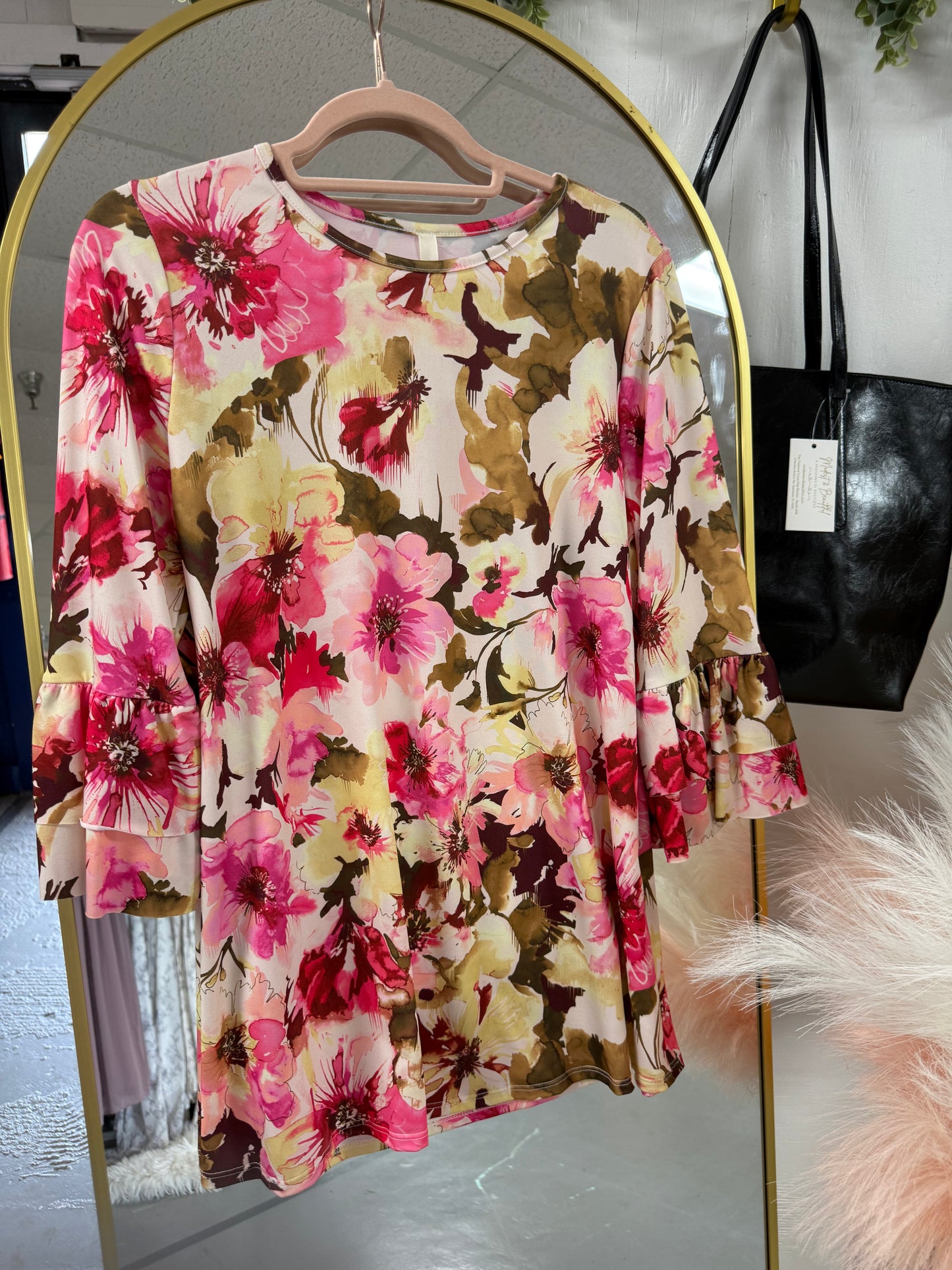 3/4 Sleeve Floral Layering Top