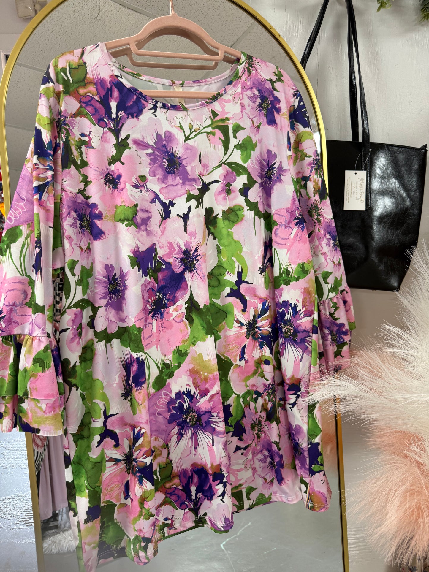 3/4 Sleeve Floral Layering Top
