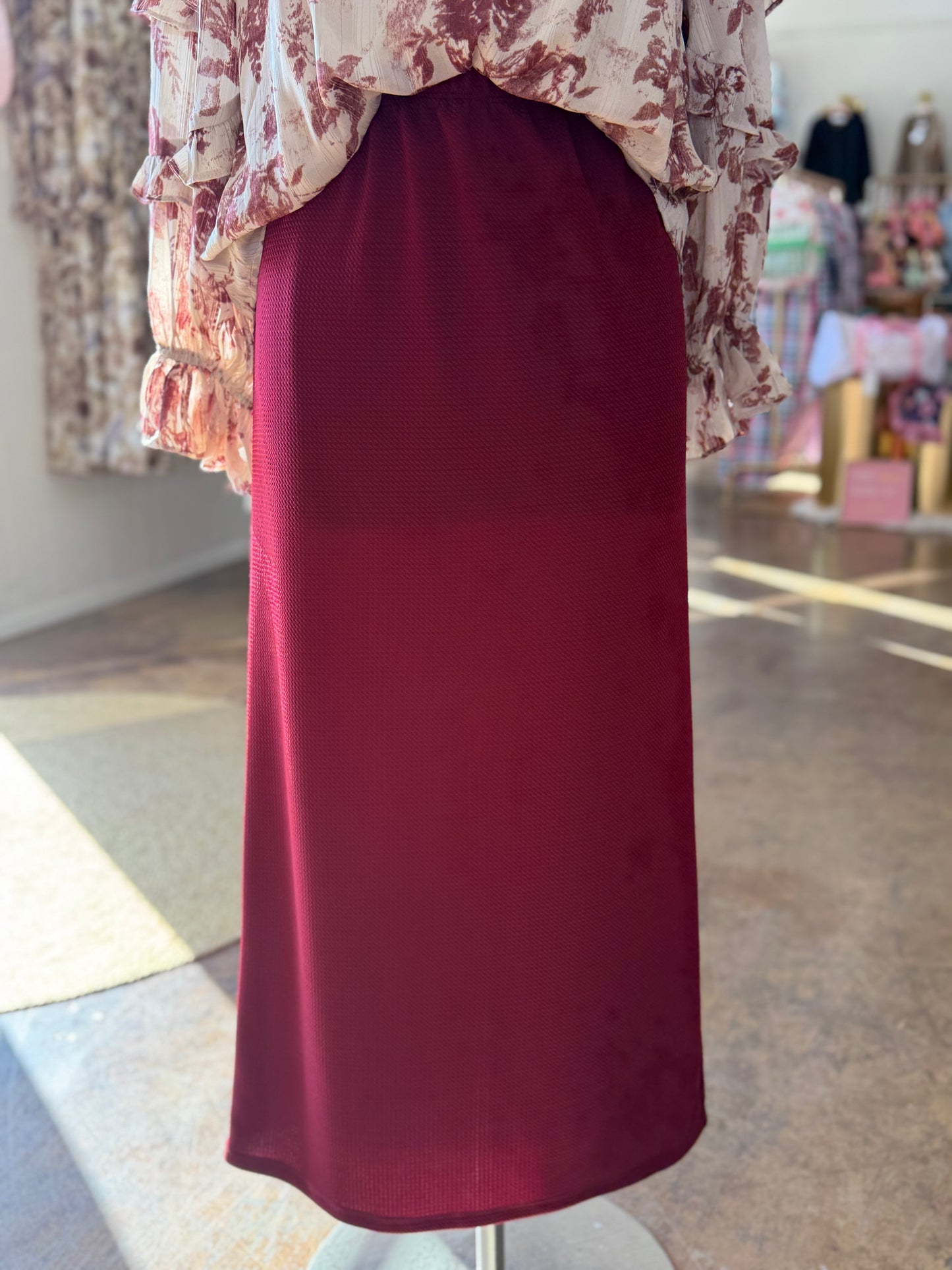Burgundy Bullet Knit Skirts - 36in