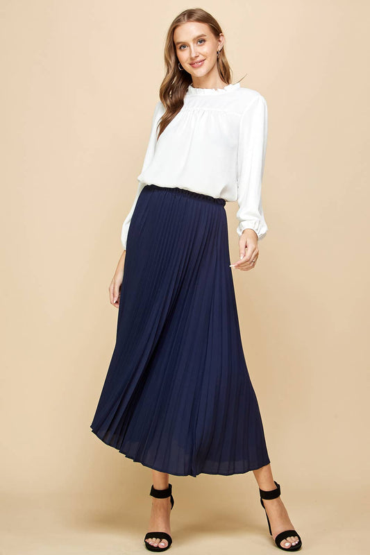 Navy Pleats Skirts