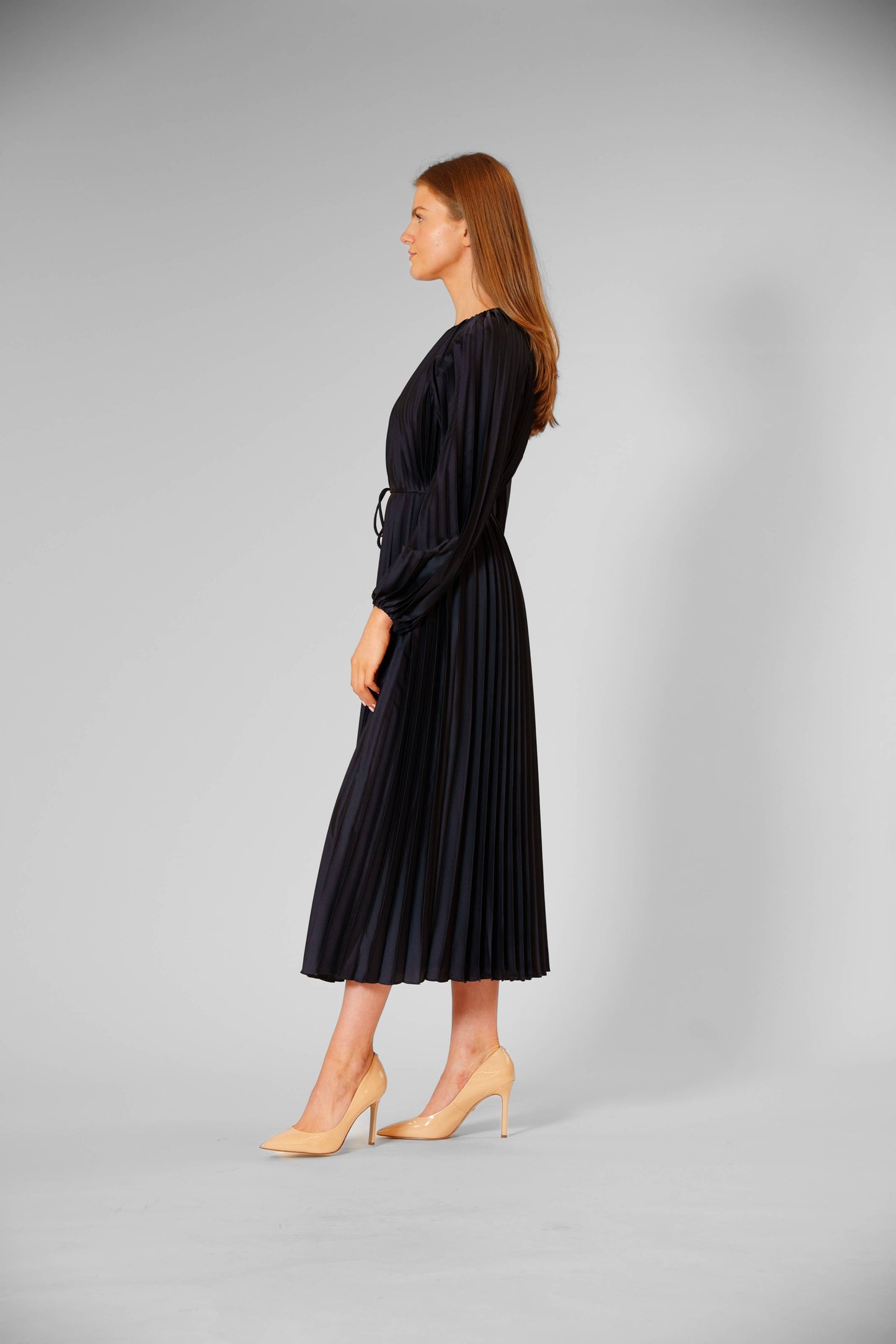 Navy in Pleats Dress