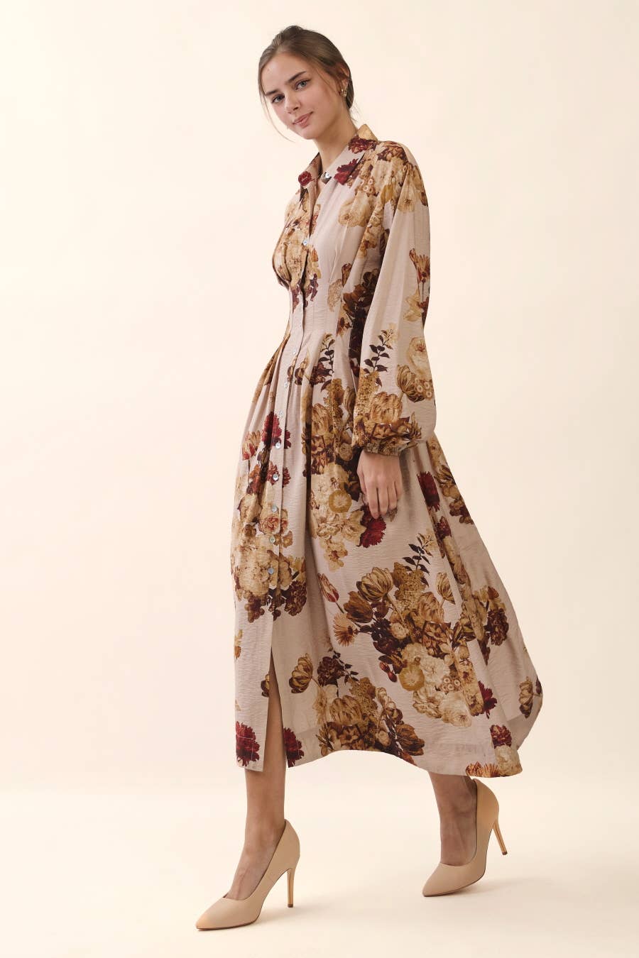 Plus Floral Print Midi Dress