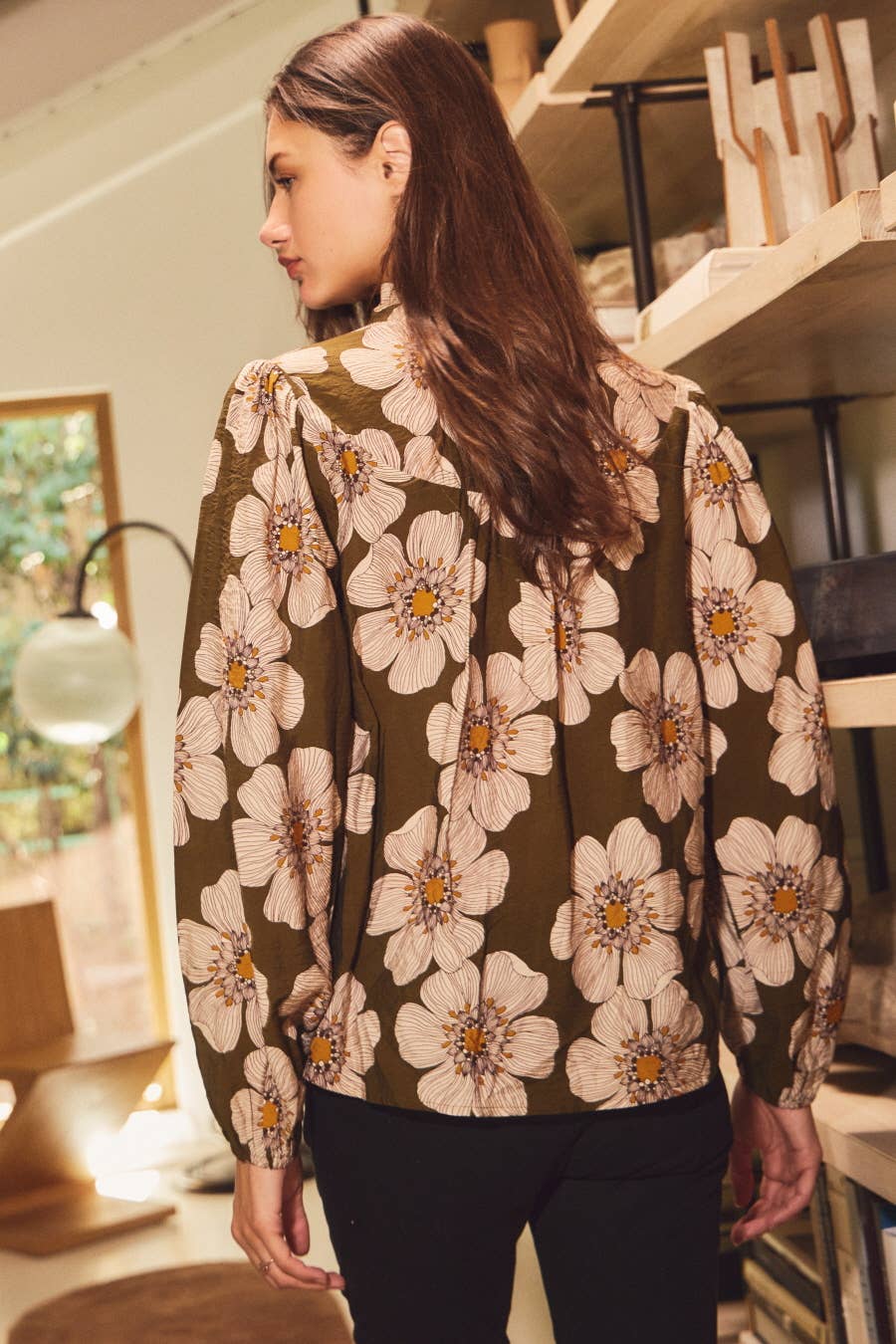 Plus Floral-printed Woven Blouse